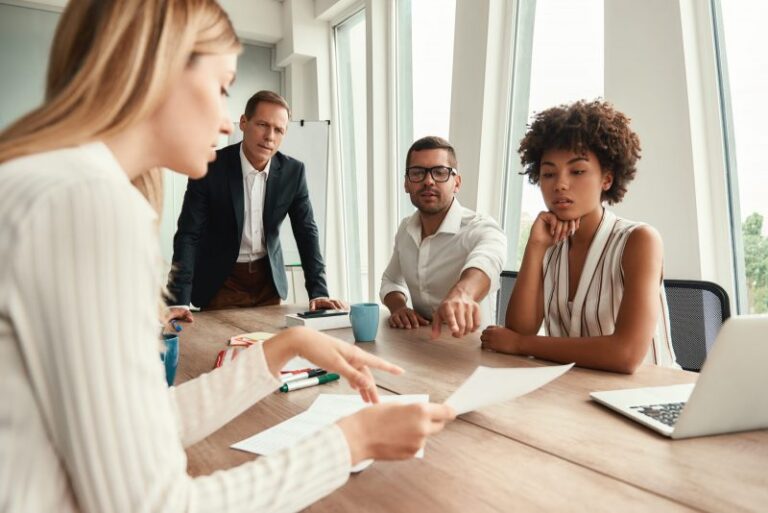 Young group of business people in a meeting